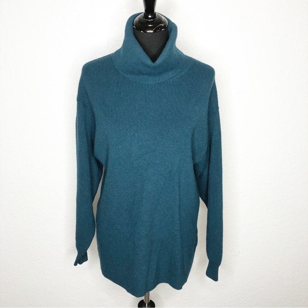 Free People dark teal blue green turtleneck sweater tunic size Extra Small XS